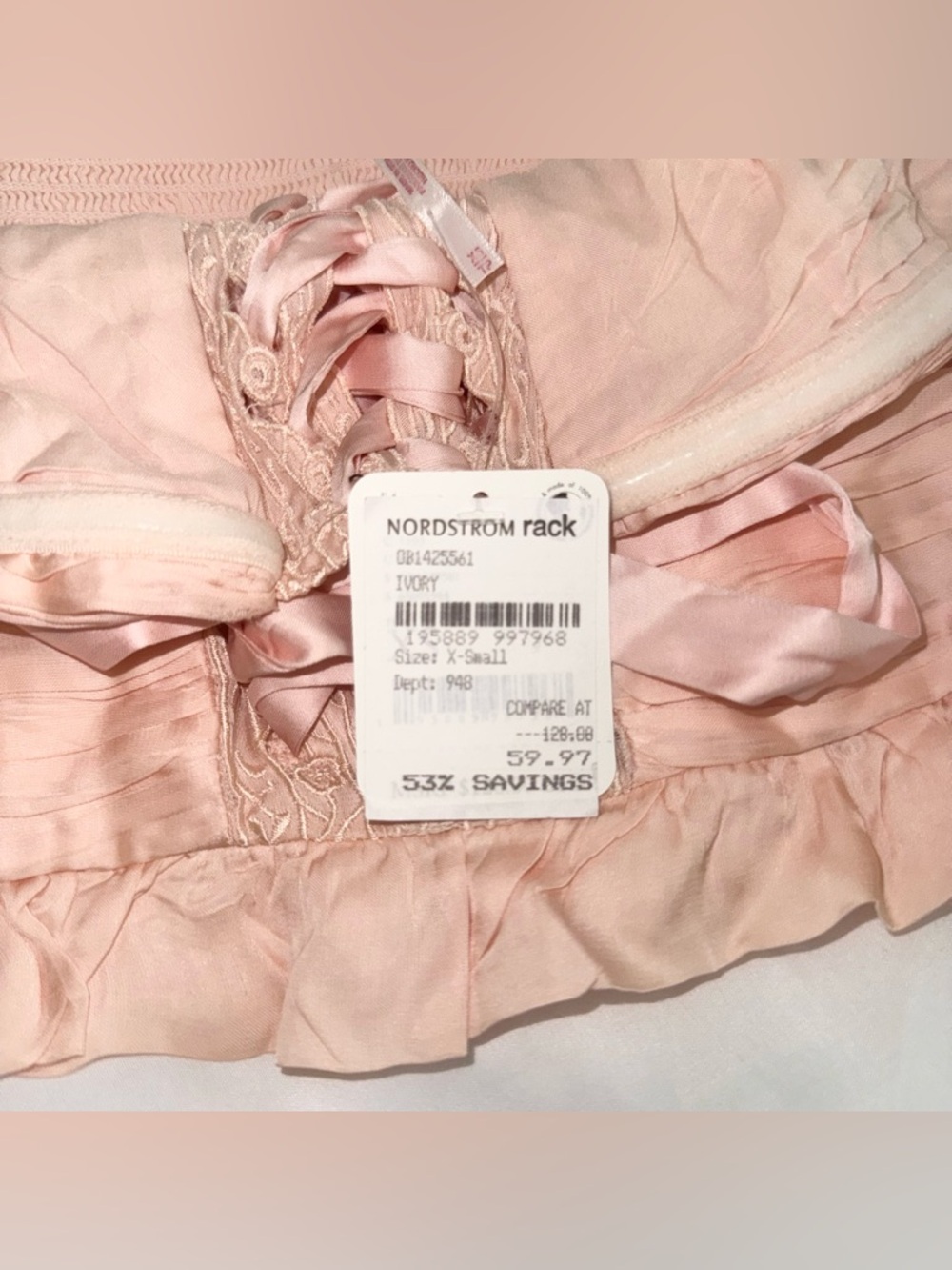 Nordstrom Free People Pale Pink Strapless Lace-Up Bustier - Picture 5 of 7